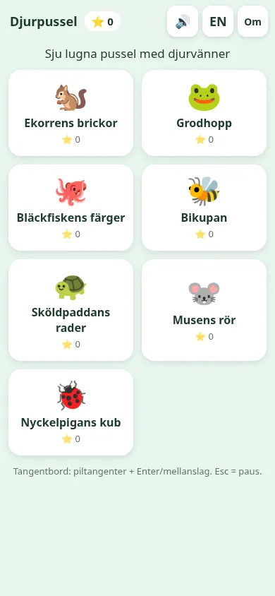 Skärmbild från Djurpussel