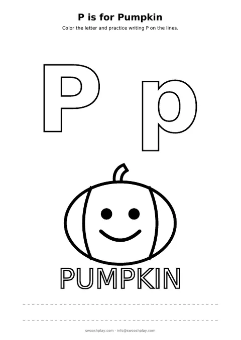 Coloring page: P is for Pumpkin